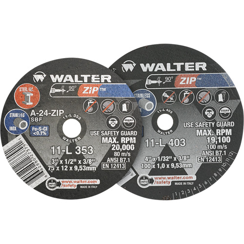 Zip Cut-Off Wheel, 4" x 1/4", 3/8" Arbor, Type 1 Stor-it Systems