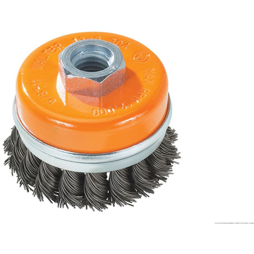 Brosse boisseau &agrave; fils nou&eacute;s avec anneau, 4" dia. x 5/8"-11 arbre Stor-it Systems