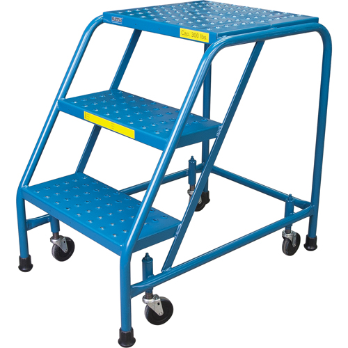 Rolling Step Ladder, 3 Steps, 18" Step Width, 28" Platform Height, Steel Stor-it Systems