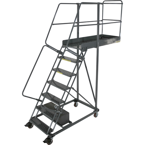 Cantilever Rolling Ladders, Unsupported, 7 Steps, 14" Platform Depth, 70" Platform Height Stor-it Systems