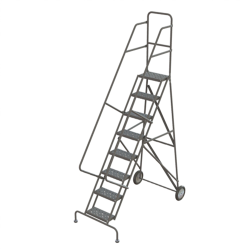 &eacute;chelles roulantes en acier, 8 marches, Largeur de la marche 16", Hauteur de la plateforme 80", Acier Stor-it Systems