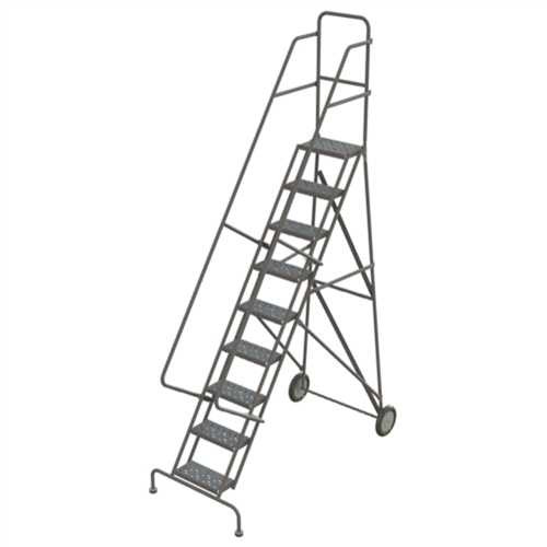 Steel Rolling Ladder, 9 Steps, 16" Step Width, 90" Platform Height, Steel Stor-it Systems