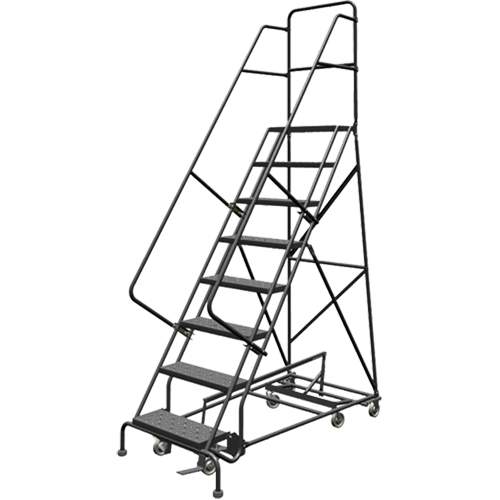All Directional Rolling Ladder, 8 Steps, 24" Step Width, 80" Platform Height, Steel Stor-it Systems
