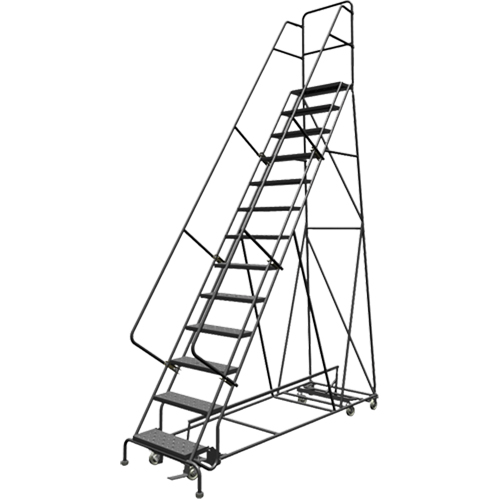 &eacute;chelles roulantes multidirectionnelles, 13 marches, Largeur de la marche 24", Hauteur de la plateforme 130", Acier Stor-it Systems