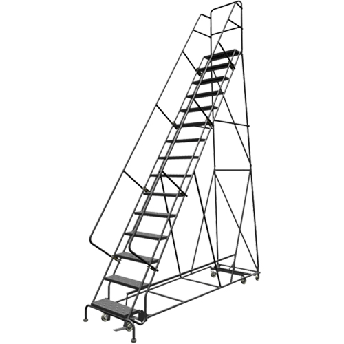 &eacute;chelles roulantes multidirectionnelles, 15 marches, Largeur de la marche 24", Hauteur de la plateforme 150", Acier Stor-it Systems