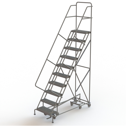 All Directional Rolling Ladder, 10 Steps, 24" Step Width, 100" Platform Height, Steel Stor-it Systems