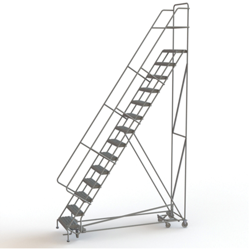 &eacute;chelles roulantes multidirectionnelles, 14 marches, Largeur de la marche 24", Hauteur de la plateforme 140", Acier Stor-it Systems