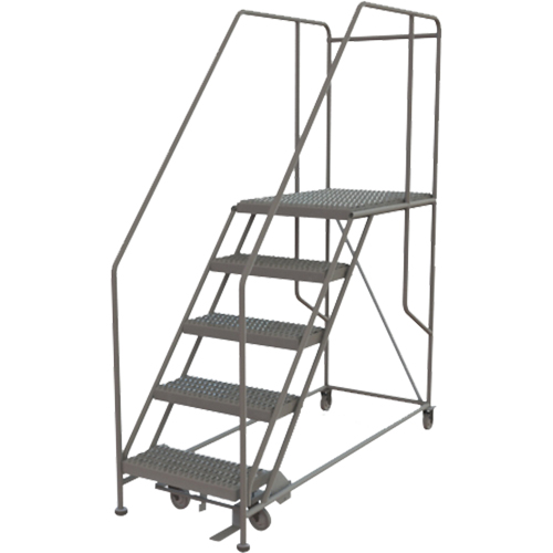 Mobile Work Platform, Steel, 5 Steps, 50" H, 35" D, 24" Step, Serrated Stor-it Systems
