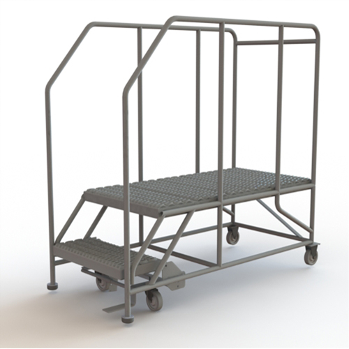 Mobile Work Platform, Steel, 2 Steps, 20" H, 47" D, 24" Step, Serrated Stor-it Systems