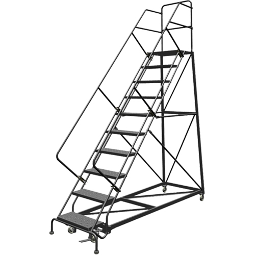Safety Slope Rolling Ladder, 9 Steps, Perforated, 50° Incline, 90" High Stor-it Systems