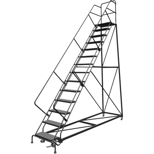 &eacute;chelles en angle de s&eacute;curit&eacute;, 14 marches, Perfor&eacute;, Inclinaison 50°, Hauteur 140" Stor-it Systems