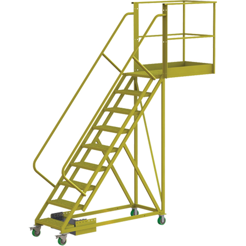 Cantilever Rolling Ladder, Unsupported, 9 Steps, 40" Platform Depth, 90" Platform Height Stor-it Systems
