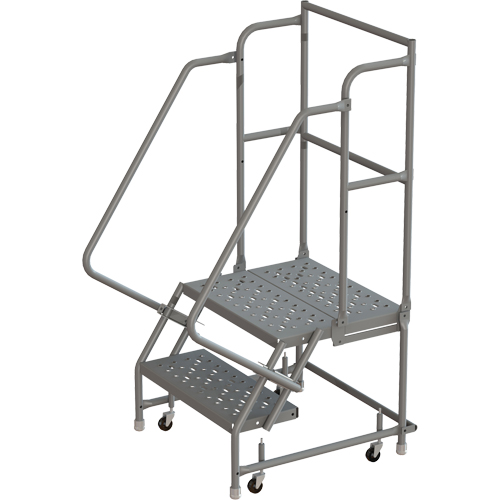 Escabeaux roulants &agrave; dessus profond, 2 marches, Largeur de la marche 16", Hauteur de la plateforme 20", Acier Stor-it Systems