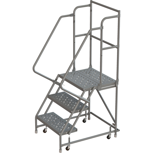 Deep Top Step Rolling Ladder, 3 Steps, 16" Step Width, 30" Platform Height, Steel Stor-it Systems