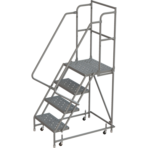 Escabeaux roulants &agrave; dessus profond, 4 marches, Largeur de la marche 16", Hauteur de la plateforme 40", Acier Stor-it Systems