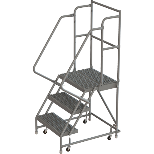 Deep Top Step Rolling Ladder, 3 Steps, 16" Step Width, 30" Platform Height, Steel Stor-it Systems