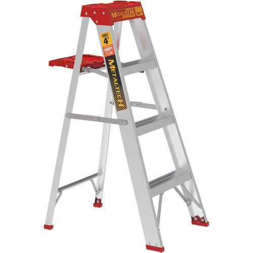 Step Ladder with Paint Tray, 4', Aluminum, 200 lbs. Capacity, Type 3 Stor-it Systems