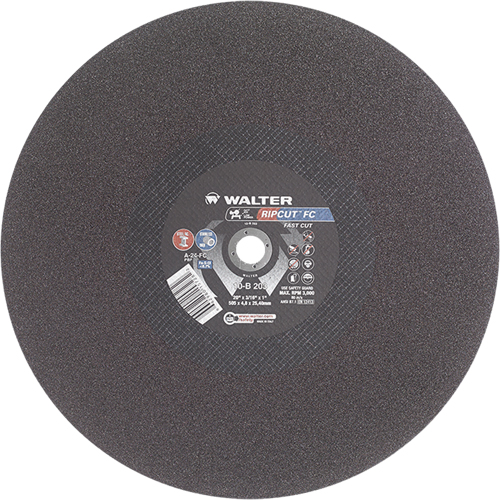 Ripcut Stainless Steel & Steel Cut-Off Wheel for Stationary Saws, 20" x 3/16", 1" Arbor, Type 1, Aluminum Oxide, 3000 RPM Stor-it Systems