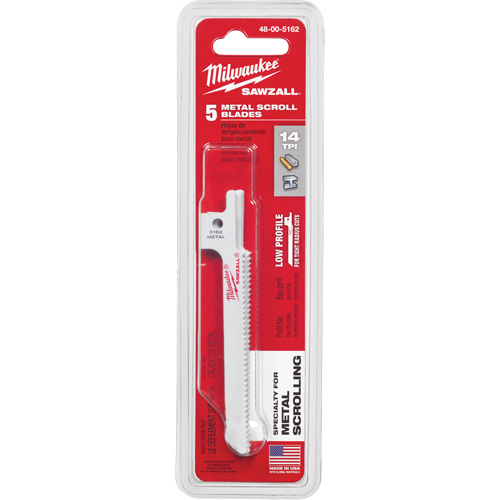 Sawzall&reg; Reciprocating Saw Blade, Bi-Metal, 14 TPI, 3-5/8" L x 5/16" W Stor-it Systems