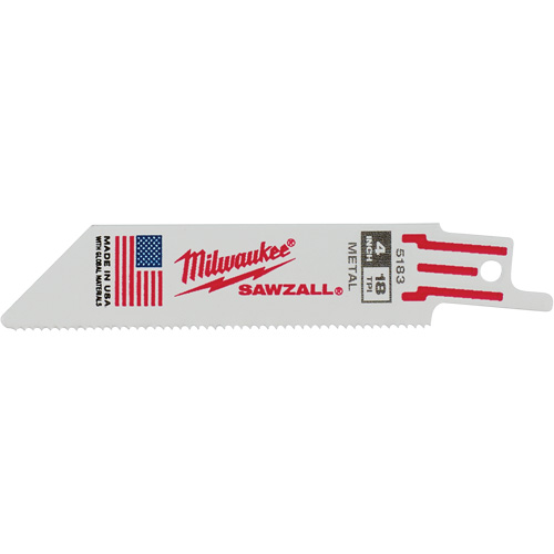 Lame de scie alternative Sawzall, Bim&eacute;tal, 18 Dents par pouce, 4" lo x 3/4" la Stor-it Systems