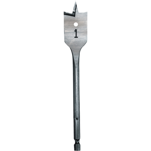 Flat Boring Bit, 1" Diameter, 1/4" Hex Shank, 6" Length Stor-it Systems