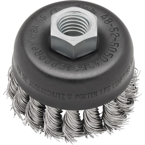 Knot Wire Cup Brush, 3" Dia. x 5/8"-11 Arbor Stor-it Systems