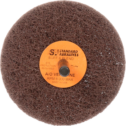 Standard Abrasives Buff & Blend Wheel, 3" Dia. x 1" W, 1/4" Arbor, Aluminum Oxide Stor-it Systems