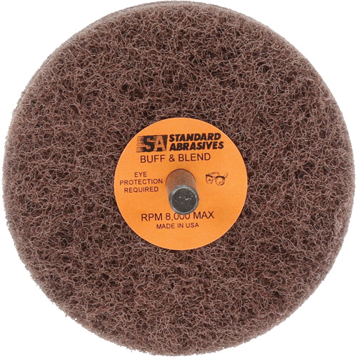 Standard Abrasives Buff & Blend Wheel, 3" Dia. x 2" W, 1/4" Arbor, Aluminum Oxide Stor-it Systems