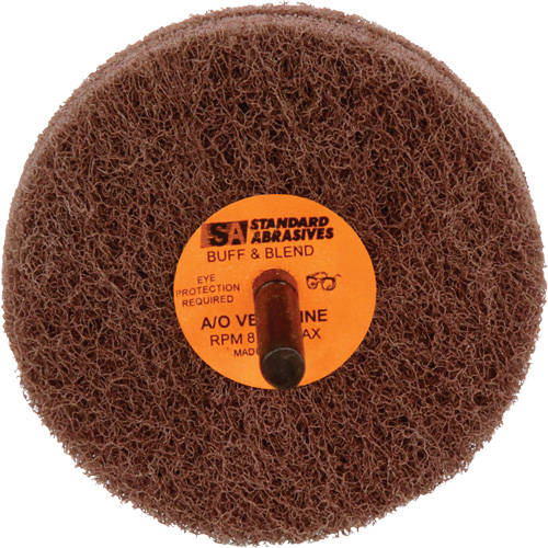 Standard Abrasives 2-Ply Buff & Blend Wheel, 3" Dia. x 2" W, 1/4" Arbor, Aluminum Oxide Stor-it Systems