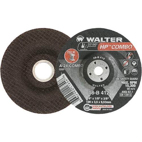 HP Combo Depressed Center Combination Wheel, 4" x 1/8", 3/8" Arbor, Type 27 Stor-it Systems