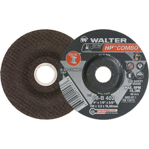 Meule combin&eacute;e HP Combo &agrave; moyeu d&eacute;port&eacute;, 4" x 1/8", Arbre de 5/8", Type 27 Stor-it Systems