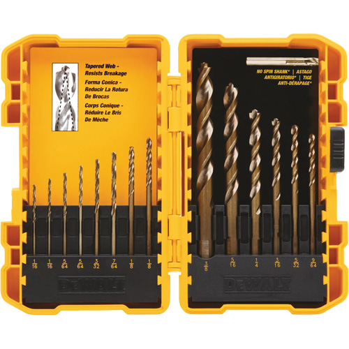 Pilot Point&reg; Drill Bit Set, 14 Pieces, High Speed Steel Stor-it Systems