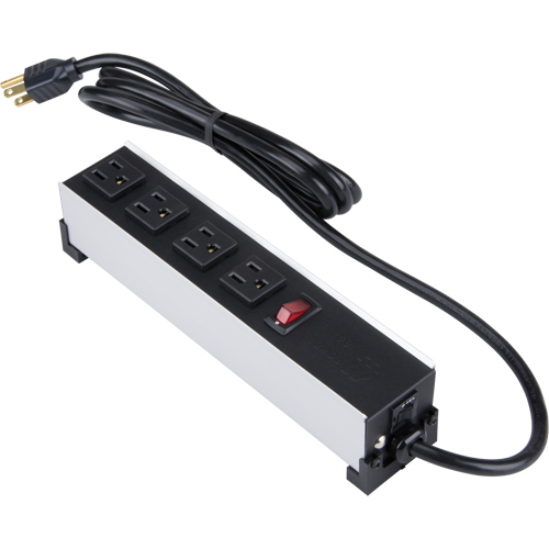 Barre d'alimentation en aluminium bross&eacute; pour l'int&eacute;rieur, 4 Prise(s), 6' Stor-it Systems
