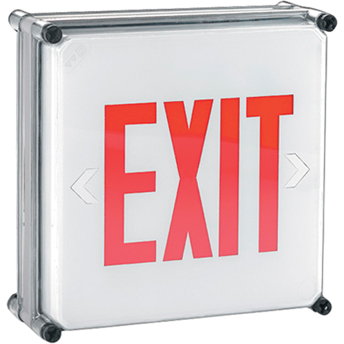 Aqua NEMA 4x Exit Signs, LED, Hardwired, 11-3/4" L x 11-3/4" W, English Stor-it Systems