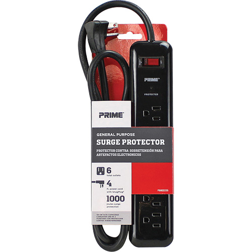 Surge Protector, 6 Outlets, 1000 J, 1875, 4' Cord Stor-it Systems