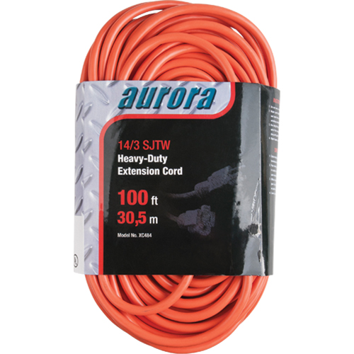 Vinyl Extension Cord, Outdoor, SJTW, 14/3 AWG, 13 A, 100' Stor-it Systems