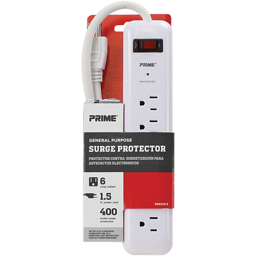 Protecteurs de surtension, 6 Prises, 400 J, 1875 W, Cordon 2' Stor-it Systems