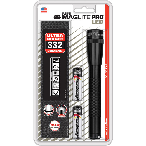 Lampes de poche Mini Pro, DEL, 332 lumens, Piles AA Stor-it Systems