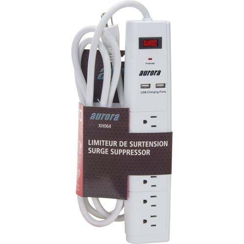 Limiteur de surtension avec chargeur USB, 6 Prises, 1200 J, 1875 W, Cordon 6' Stor-it Systems