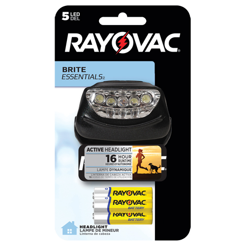 Lampe frontale Brite Essentials, DEL, 14 lumens, 16 hres de fonctionnement, piles AAA Stor-it Systems