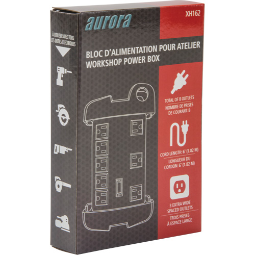 Workshop Surge Protector Power Strip, 8 Outlets, 1350 J, 1875 W, 6' Cord Stor-it Systems