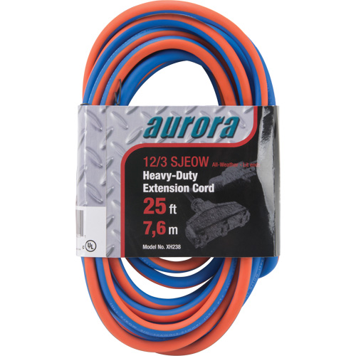 TPE-Rubber Extension Cord with Light Indicator, All-Weather, SJEOW, 12/3 AWG, 15 A, 3 Outlet(s), 25' Stor-it Systems