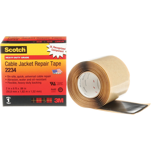 Ruban de r&eacute;paration de gaines pour c&acirc;bles Scotch, 51 mm (2") x 1,8 m (6'), Noir, 60 mils Stor-it Systems