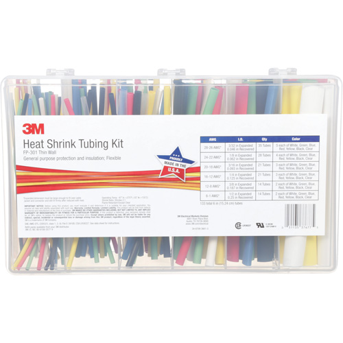 Tube thermor&eacute;tractable, Paroi mince, 6", 0,5" (1,27cm) - 0,0938" (0,24cm) Stor-it Systems