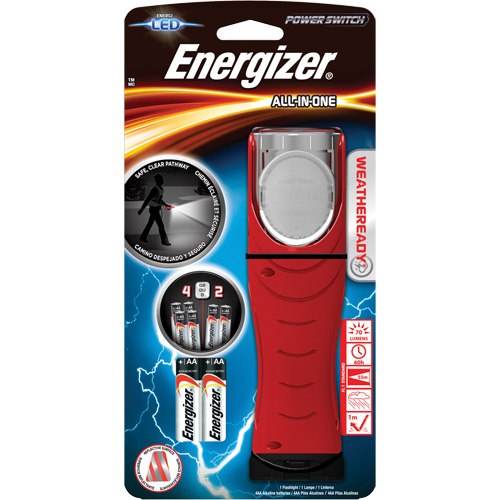 Lampe tout-en-un Weatheready, DEL, Piles AA, Aluminium/Plastique/Polym&egrave;re/Caoutchouc Stor-it Systems
