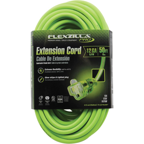Cordon rallonge industriel Flexzilla Pro, Toutes saisons, SJTW, AWG 12/3, 15 A, 50' Stor-it Systems