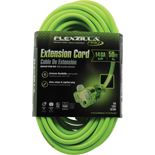 Cordon rallonge industriel Flexzilla Pro, Toutes saisons, SJTW, AWG 14/3, 15 A, 50' Stor-it Systems