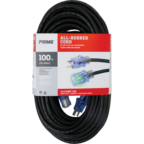 Cordon rallonge All-Rubber, Ext&eacute;rieur, SJOOW, AWG 14/3, 15 A, 100' Stor-it Systems