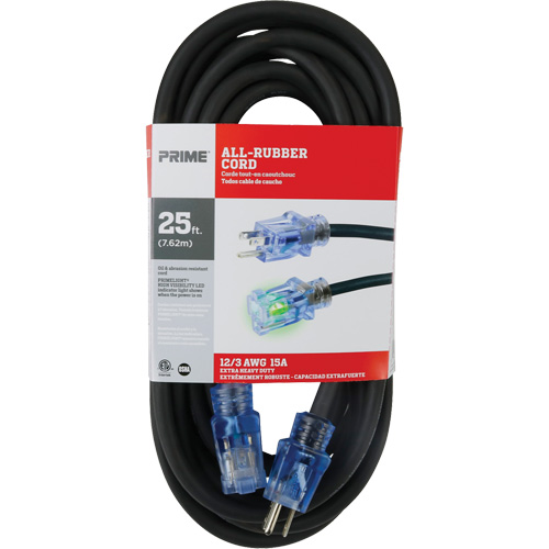 All-Rubber Extension Cord, Outdoor, SJOOW, 12/3 AWG, 15 A, 25' Stor-it Systems