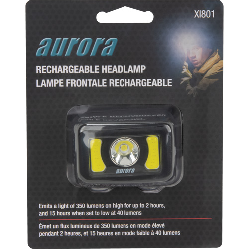 Headlamp, LED, 350 Lumens, 2 Hrs. Run Time, Rechargeable Batteries Stor-it Systems
